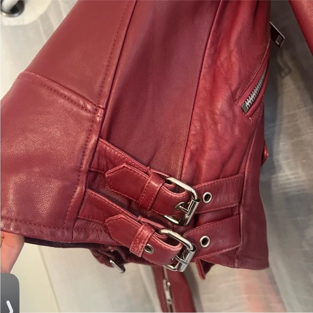 Walter Baker Lamb Leather Burgundy Jacket - Picture 11 of 11